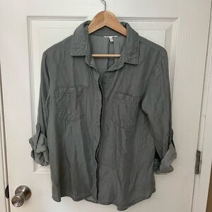 Maurices Gray Casual Button Down Shirt Relaxed Fit